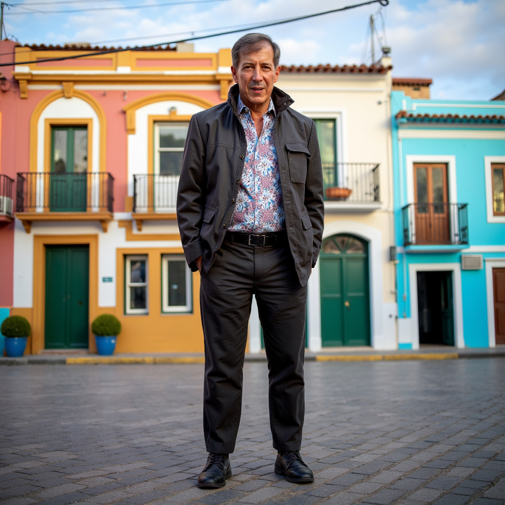 Author Mitch Russo standing on a colorful street